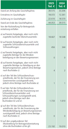 Rückstellung für erfolgsabhängige und erfolgsunabhängige Beitragsrückerstattung (RfB)