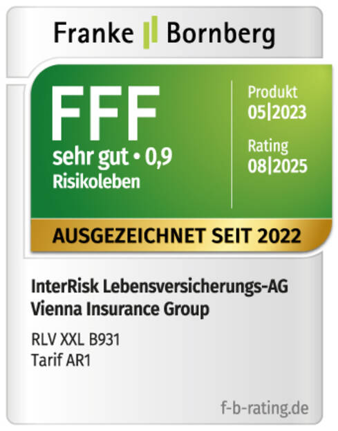 Qualitätssiegel Risikoleben: Franke Bornberg - sehr gut (0,9)